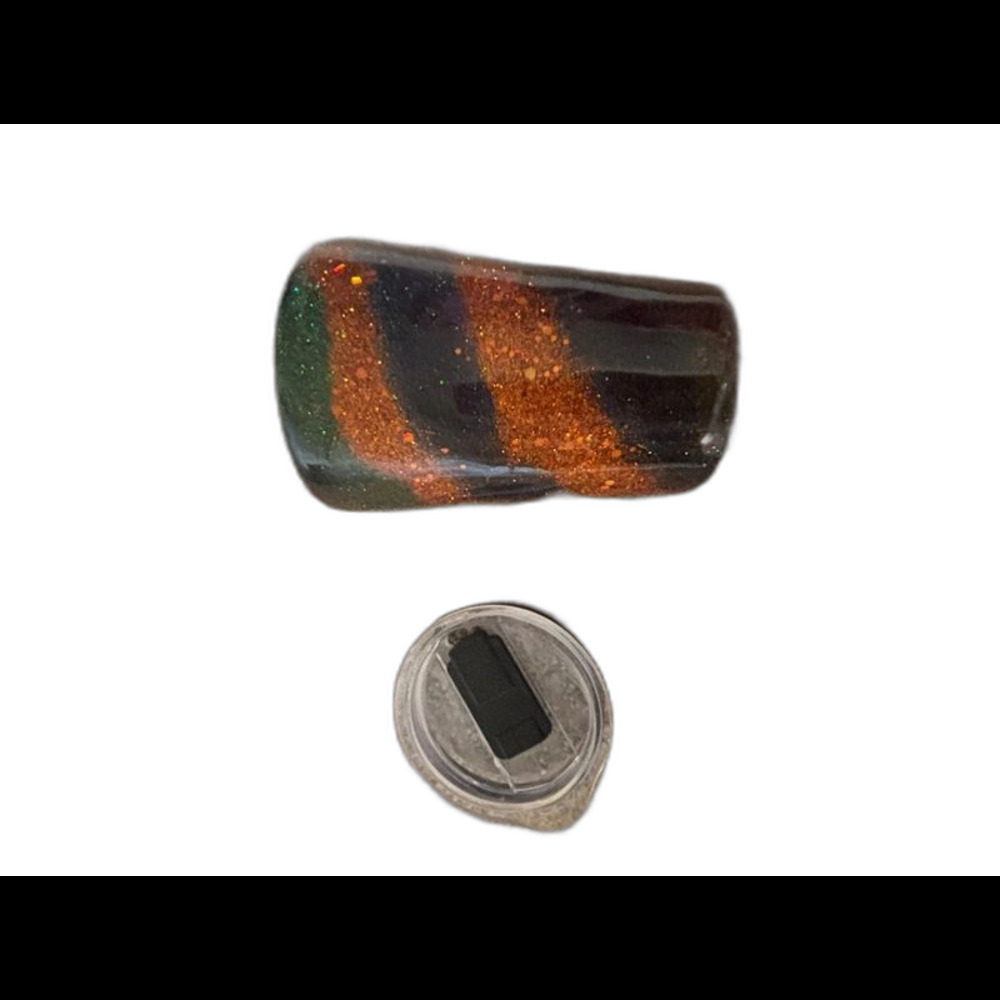 Handmade Glitter Stainless Steel Tumbler Cup Orange Black Swirl Lid